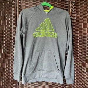 Adidas Grey and Lime Neon Green Pullover Jogger Hoodie - Size Mens Small